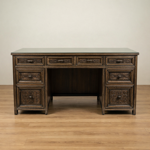Antique Handcarved Desk – Walnut Wood