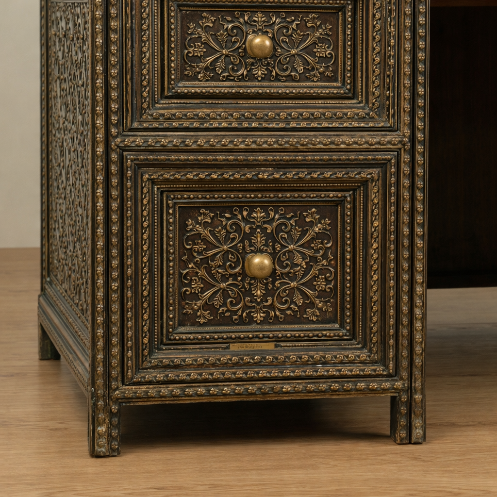 Antique Handcarved Desk – Walnut Wood
