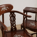 Handmade Rosewood Chair Set with Table – Mother of Pearl Inlay