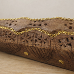 Handcarved Wooden Ashtray – Thai Wood with Brass Inlay