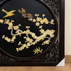 Handcrafted Golden Floral Stone Inlay Wall Art