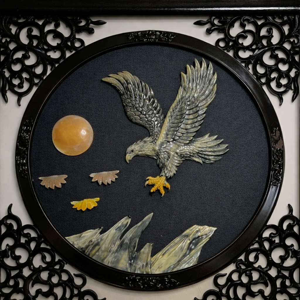 Handcrafted Eagle Stone Inlay Wall Art
