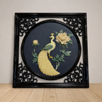 Handcrafted Peacock Stone Inlay Wall Art