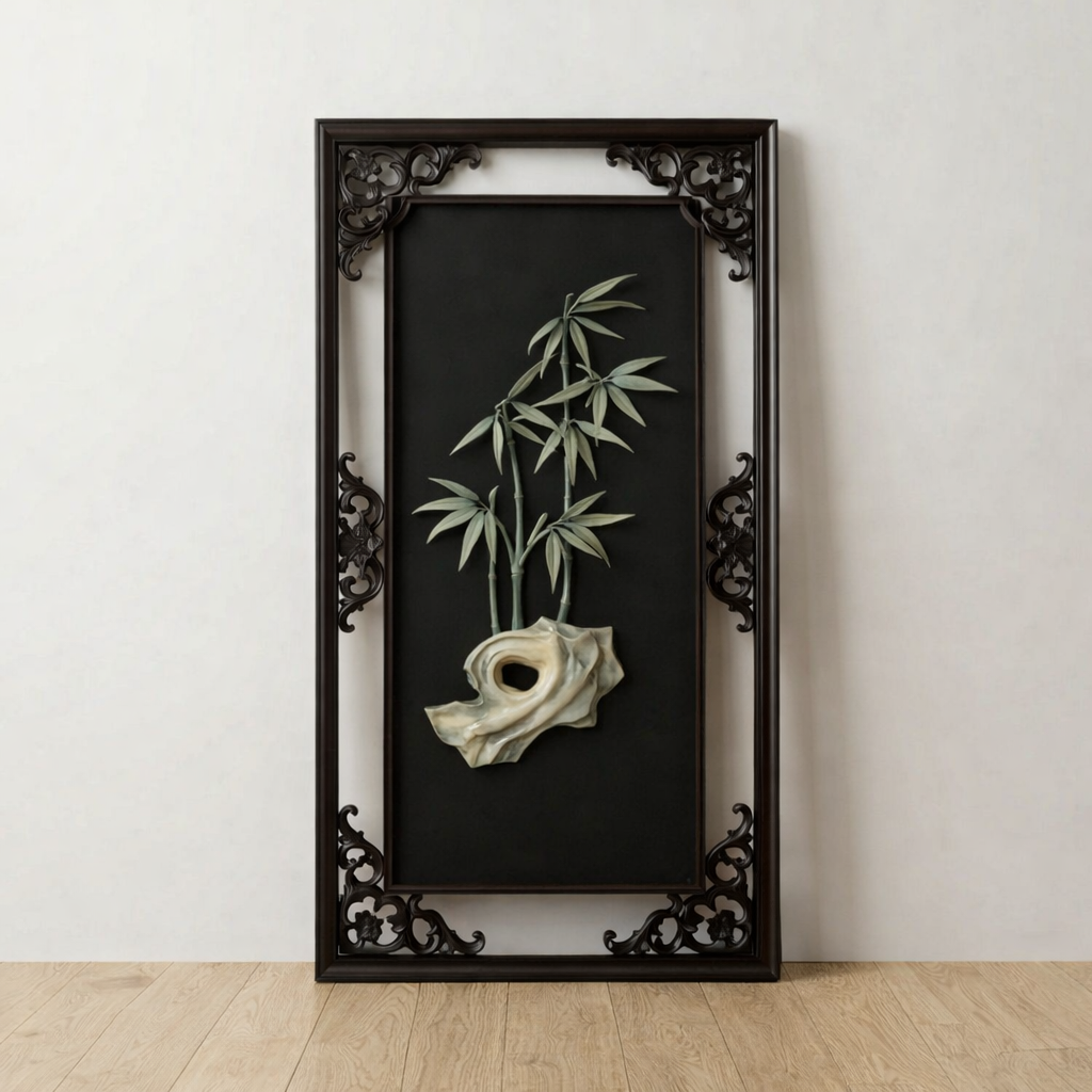 Handcrafted Bamboo Stone Inlay Wall Art