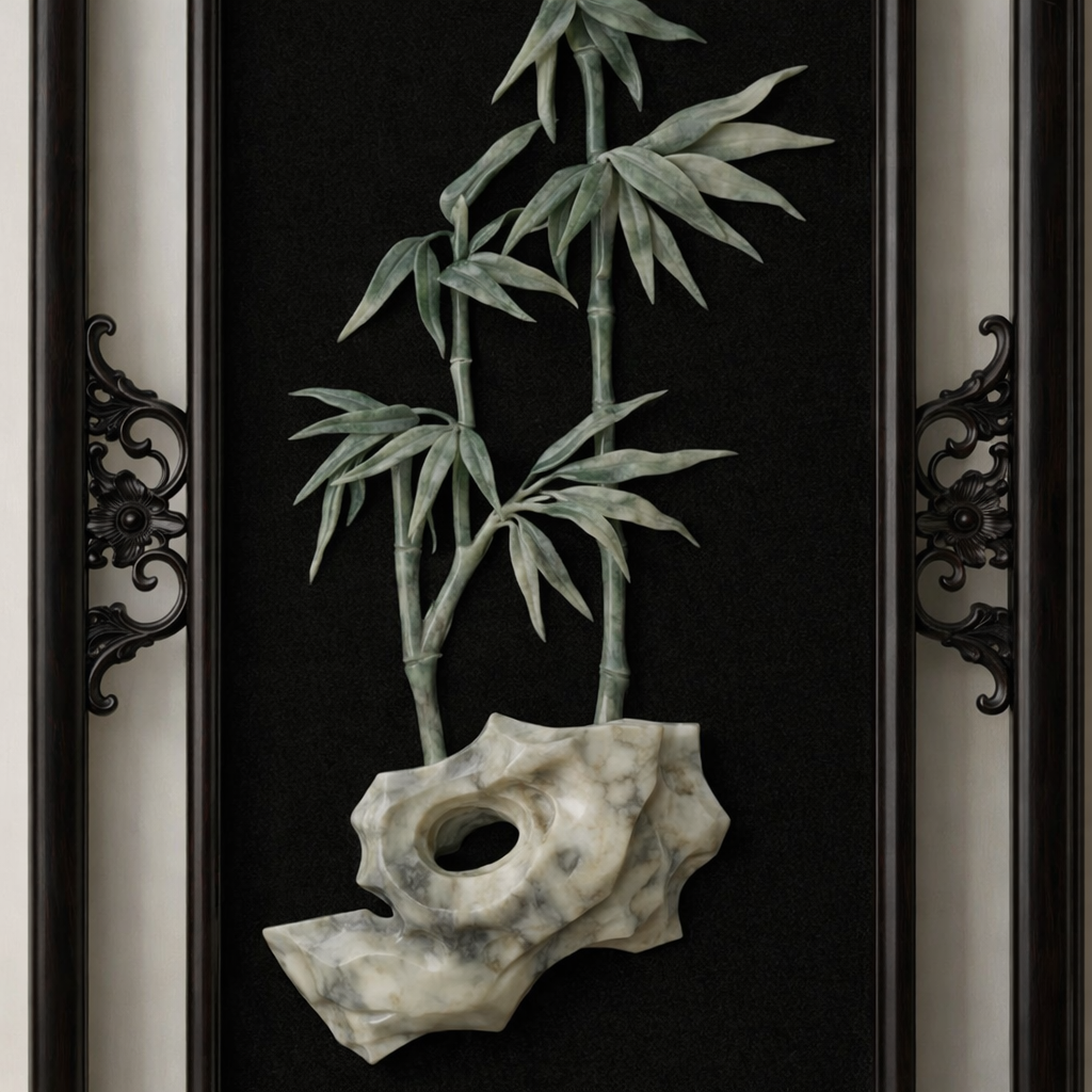 Handcrafted Bamboo Stone Inlay Wall Art