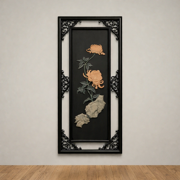 Handcrafted Floral Stone Inlay Wall Art Pane