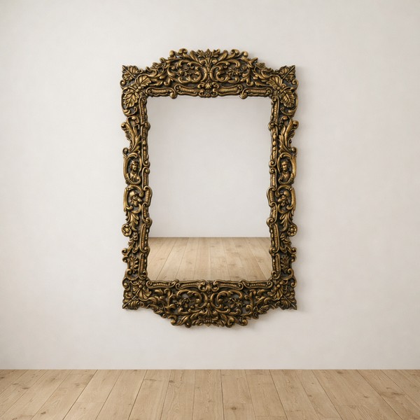 Hand-Carved Vintage Baroque Wall Mirror