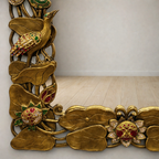 Handcrafted Ornate Wall Mirror with Bird & Floral Design