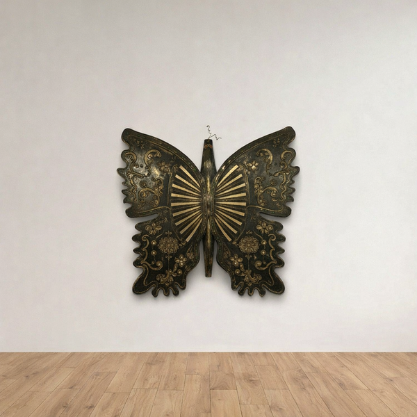 Antique Butterfly Wall Art – Handmade Vintage Brass Inlay Design