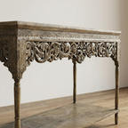 Hand-Carved Wooden Console Table