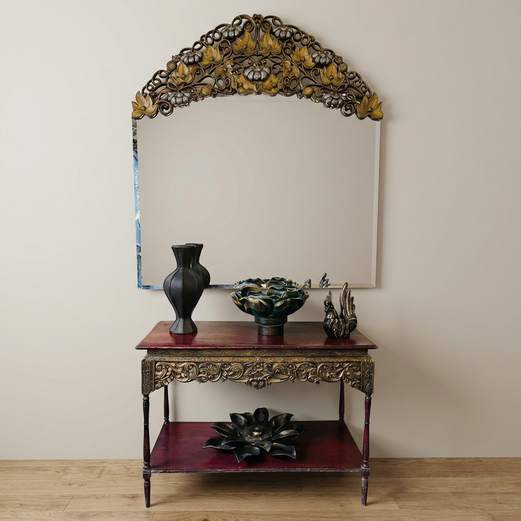 Carved Wooden Console Table
